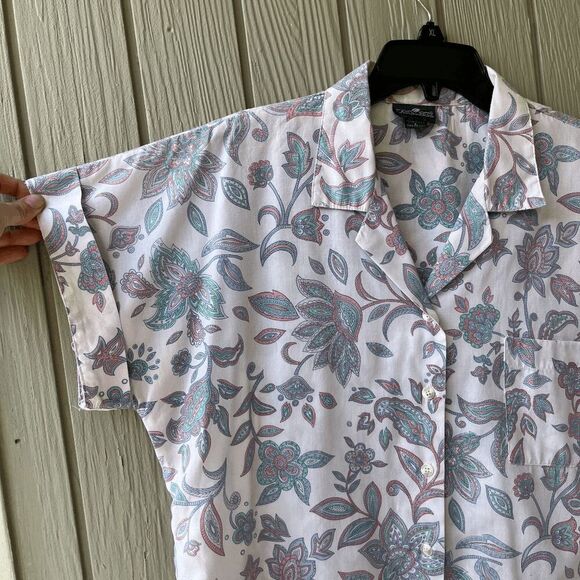 Vintage Cabin Creek Floral Button-Up Blouse L – Pastel Paisley, 90s Cottagecore - Picture 7 of 7